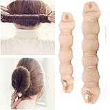 YABINA 2 Pcs Foam Sponge Magic Clip French Twist Hairstyle Donut Bun Ponytail Former Maker Hairstyle Must-haves Tool Accessories (Beige Small & Large)