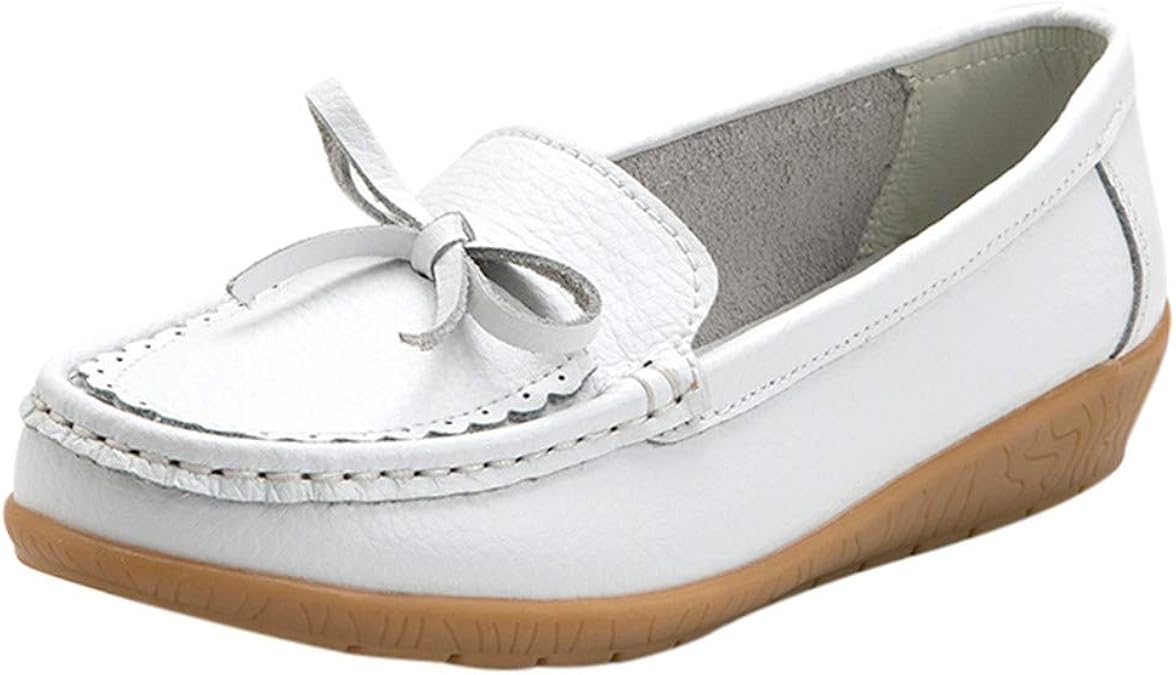 Barlingrock Ladies Leather Boat Deck Shoes Women Round Toe Solid Color