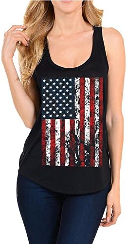 lymanchi Women Tank Top Patriotic American Flag Stripe Print Racerback Casual Camis