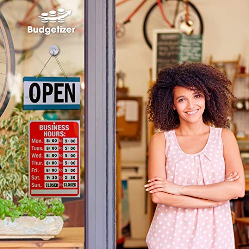 Business Hour Open Closed Sign - Bundle of Office Hours Sign Will Return Clock with Suction Cups for Door Window Businesses Stores Restaurants Bars Retail Barbershop Salon Shops (Business Hours)