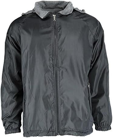 Ten West Apparel Men's Reversible Fleece and Windbreaker Rain Jacket, Medium