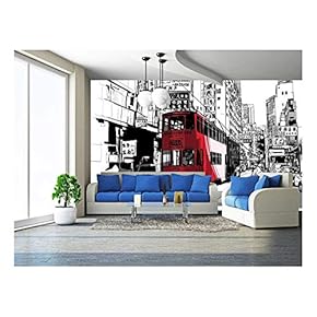 Street in Hong Kong - Vector Illustration - Removable Wall Mural | Self-Adhesive Large Wallpaper - 66x96 inches