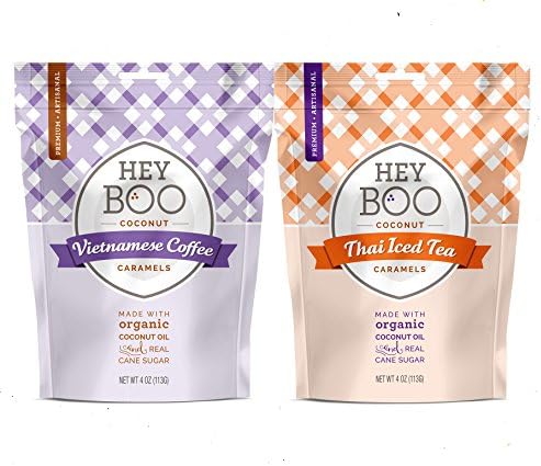 Coconut Caramels 4 oz, PROMO PRICE, (Vietnamese Coffee + Thai Tea) Non Dairy, Made with Coconut Oil, Non GMO