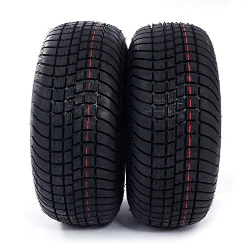 20.5x8.0-10 LRC Loadstar Bias Trailer Tires on 5 Lug White Wheels 205/65-10 Set of 2