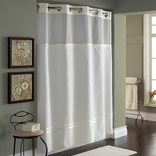 71-Inch x 74-Inch Fabric Shower Curtain and Shower Curtain Liner Set, Hookless