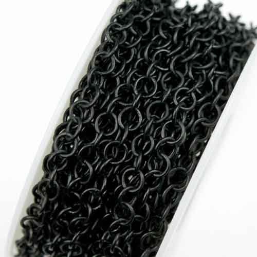 Chainologie Matte Black Chain _#73: 5x5 Round Link Cable Chain (per 25-foot Spool)