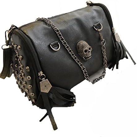 iMaySon Women Lady Black Skull Handbag Shoulder PU Leather Hobo Sling Bag