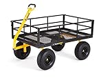 Gorilla Carts Heavy-Duty Steel Utility Cart with Removable Sides and 15" Tires with 1400 lb Capacity, Black