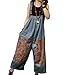 YESNO Women Strap Rompers Jumpsuits Floral Printed Denim Casual Bib Pants 100% Cotton Distressed Boyfriend Wide Leg Pocket P91P2