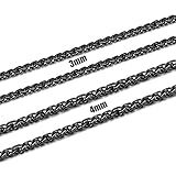 Besteel Jewelry 3-4MM Mens Womens Stainless Steel Wheat Chain Necklace Link Black 18-30 Inch ¡­