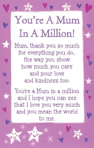 Heartwarmers You're A Mum In A Million Keepsake Card & Envelope 3.5" x 2" Code K095E
