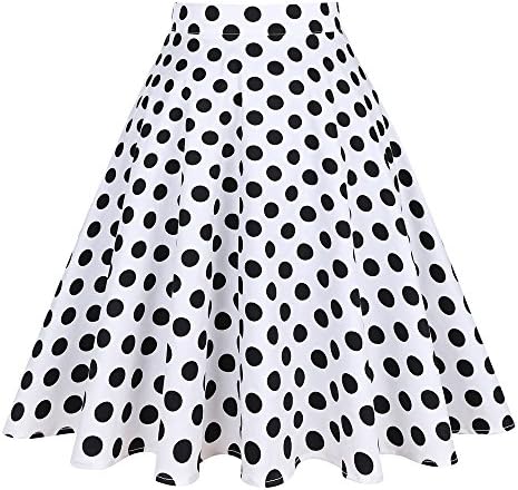 SISHION 2018 Blue Red Black Skirt Women High Waist Plus Size Floral Polka Dots Ladies Summer Skirts Vintage Sexy Skirt VD0020 (XXL, White Dot)