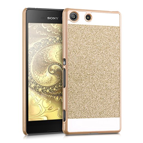 kwmobile Hard case Design glitter rectangle for Sony Xperia M5 in gold white