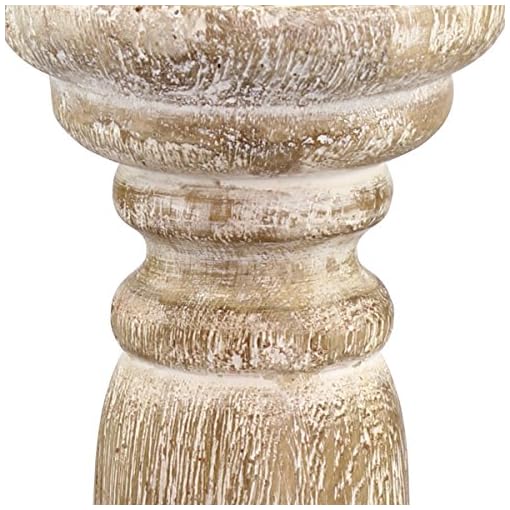 Stonebriar Decorative Worn White Wooden Pillar Candle Holder, Coastal