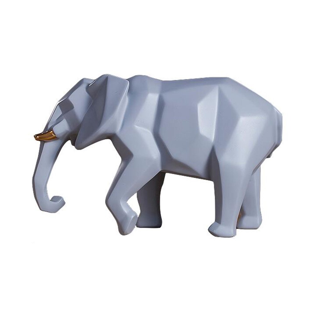 Geometric Elephant Coin Bank - Grey/White Resin Money Bank - 8.3x5.3 Inch Piggy Bank