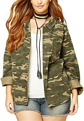 Kavremgh 2017 Autumn Women Plus Size Lightweight Camouflage Jacket Military Camo Print Autumn Outfits Outwear Boyfriend Denim Coats Multi XXXL