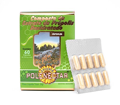 1 box Brazilian Green Bee Propolis Extract Polenectar 60 Capsules of 500mg Each Box 1 box Brazilian Green Bee Propolis Extract Polenectar 60 Capsules of 500mg Each Box