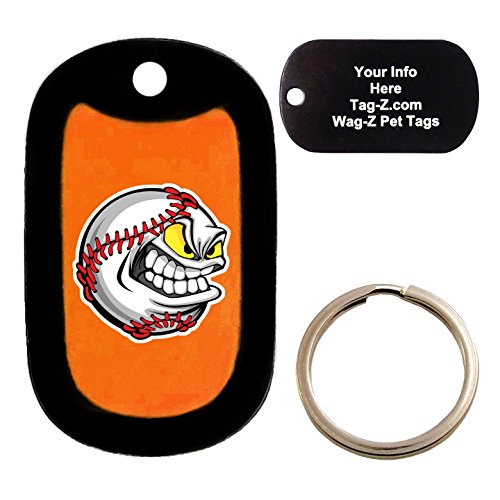 Custom Engraved Pet Tag - ANGRY BASEBALL ORANGE- Dog Tag - Tag-Z Wag-Z