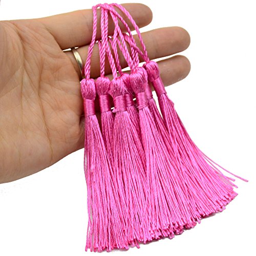 image for Makhry 100pcs 13cm/5 Inch Silky Floss bookmark Tassels with 2-Inch Cor