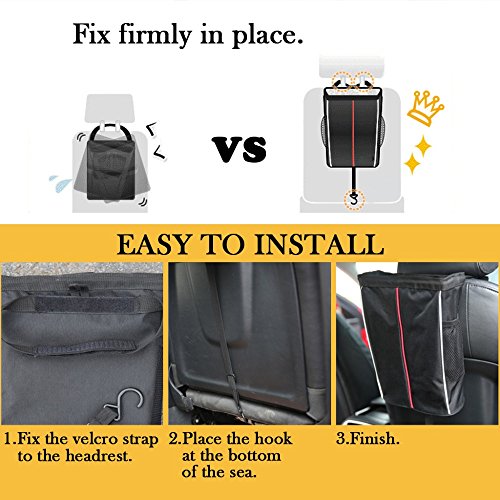 Follicomfy Car Waterproof Trash Can Auto Seat Back Storage Garbage Bag Container - Thumbnail 3
