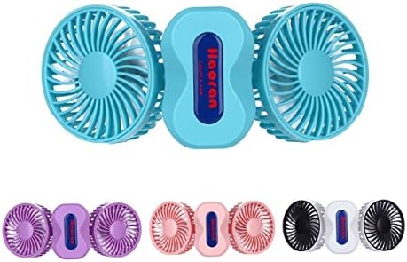 Portable Fan Rechargeable, XXMANX Couples Mini Fan USB Desktop Fan Quiet Operation with 3 Speeds - 350 Degree Rotation Fan with LED Light (Blue)
