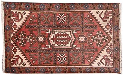2'6 x 4' Brown and Beige Geometric Design Area Rug, Hand Knotted Wool Area Rug, Antique and Vintage Classic Living Room Area Rug, Code: 18022615