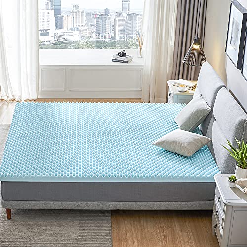 RECCI 2.5Inch Egg Crate Mattress Topper Queen, Pressure Relief Memory Foam Mattress Topper for