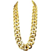 Hip Hop Rapper Plastic Chunky Fake Gold Chain Necklace,80s/90s Costume Prop