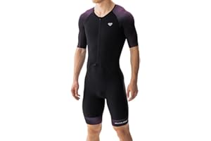MY KILOMETRE Men’s Triathlon Suits Short Sleeve Tri Suit Racing Triathlon Suit – Quick Dry, Padded, Zipper Pocket