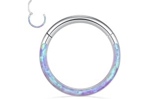 PEAKLINK 16G 18G 316L Stainless Steel CZ/OPAL Septum Piercing Septum Clicker Ring Hinged Nose Ring Daith Earrings Conch Piercing Jewelry Helix Cartilage Tragus Lobe Belly Hoop Earring