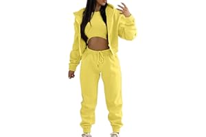 SUMENSUMEN Sweatpants and Sweatshirt Set for Women, Casual Outfit Athletic Suit Set Hooded Tracksuit 3 Piece Jogger Sweatsuit