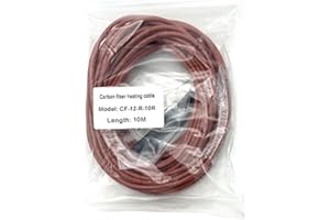 High Temperature Resistant Carbon Fiber Heating Cable, 3mm Diameter 12K, Red Silicone (10 m)