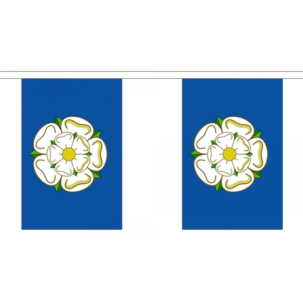 Flagtex Yorkshire New Rectangle Fabric Bunting – 3m with 10 Flags – Premium Indoor & Outdoor Decoration
