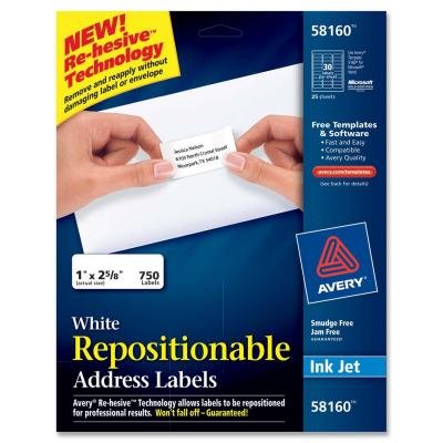 AVE58160 - Avery Repositionable Address Labels for Inkjet Printers