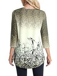 BAISHENGGT Women's 3/4 Sleeve Tunic Tops Floral