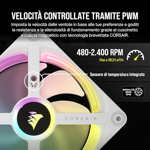iCUE LINK QX120 RGB Cupola Magnetica da 120 mm Ventola - Bianco