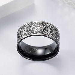 INRENG Men's Stainless Steel Rings Chinese Ancient