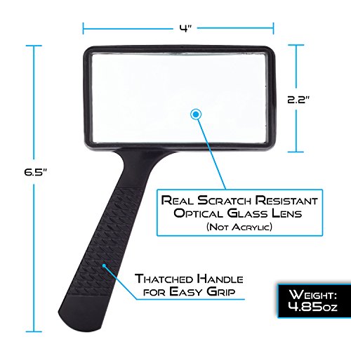 Jumbo Rectangular Handheld Magnifying Glass (3X Magnification