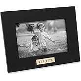 Isaac Jacobs 4x6 Wood Sentiments The Boys Picture Frame, Horizontal Keepsake Photo Frame with Easel and a Hanging Tabs for Tabletop, Desktop & Wall Display, (Black 6x4)