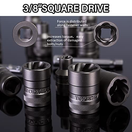 TOPEC 20Piece Upgraded Bolt Extractor Set Impact Lug Nut Remover and