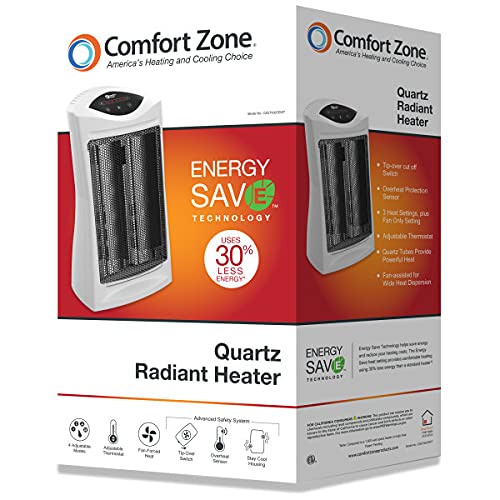 Comfort Zone CZQTV007EWT 750/1,500Watt Energy Save Digital Radiant