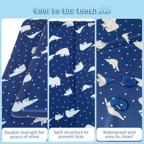 PETZOOKA Dog Cooling Mat 110 * 70cm Self-Cooling Pet Mat,Double-Sided Cooling for Kennels, Crates and Beds, Blue, Summer Essential for Pets,Large Size