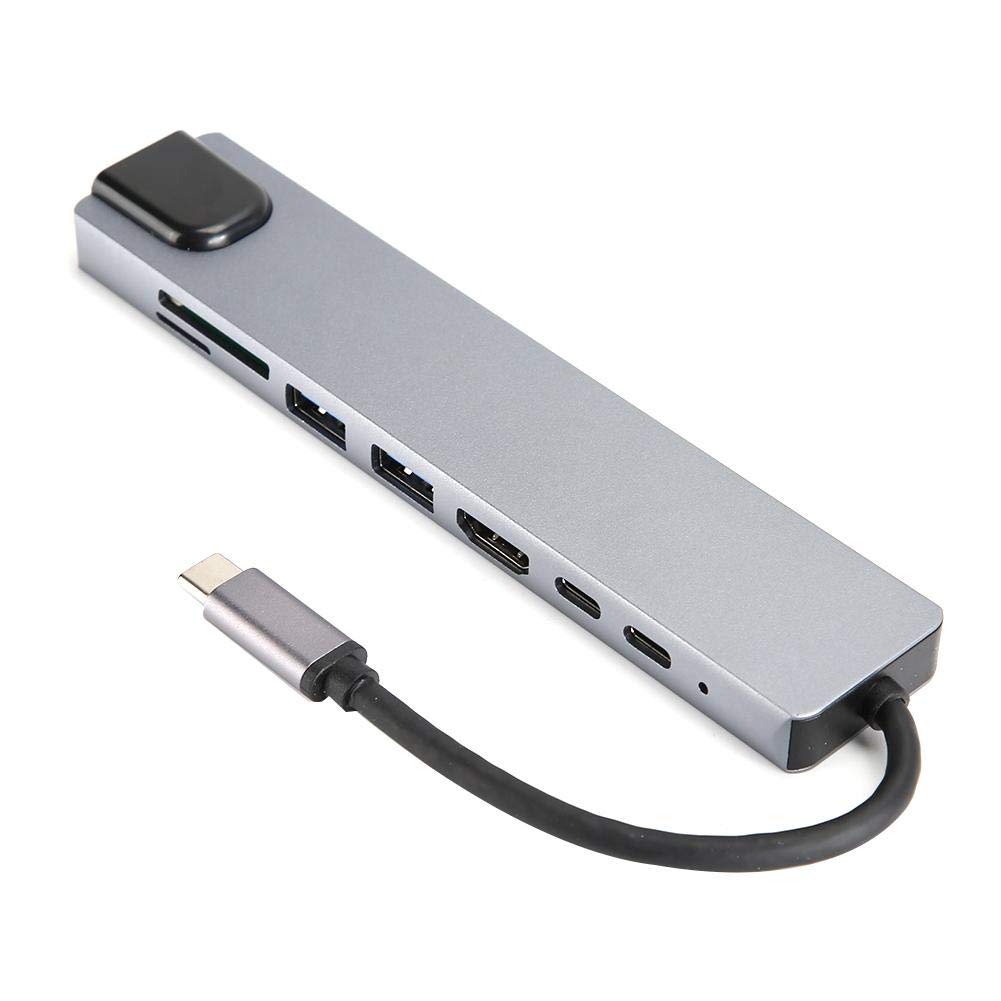 New Multifunction 8 in 1 Docking Station USB HUB, HDMI 4K/2K/1080P/720P RJ45 Ethernet Mini SDTF OTG Adapter Converter, High-speed Card Reader for SD/TF Data Write and read, for Laptop/cellphone/PC