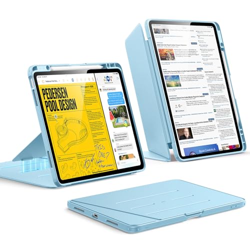 ESR Hülle für iPad Air 13 Zoll (2026/2025/2024) M4/M3/M2, Vertikale Stand, Mehrere Standwinkel, Ultrastabile Hülle mit Stifthalter, Flip Serie, Hellbl