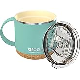 asobu Infinite Stainless Steel Insulated Coffee Mug with Inner Ceramic Coating and Cork Coaster 16 Ounce (Mint Green)