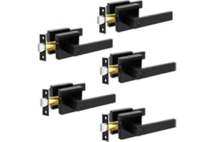 KAMOTA Privacy Door Levers, 5 Pack Matte Black Door Handles Bed and Bath Door Locks Interior Keyless Locksets, Left and Right Hand Reversible