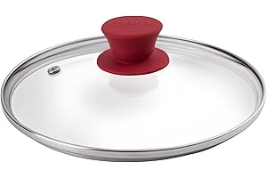 Glass Lid with Steam Vent Hole - 8"-Inch/20.32cm - Compatible with Lodge Cast Iron Skillet Pan - Fully Assembled Universal Re