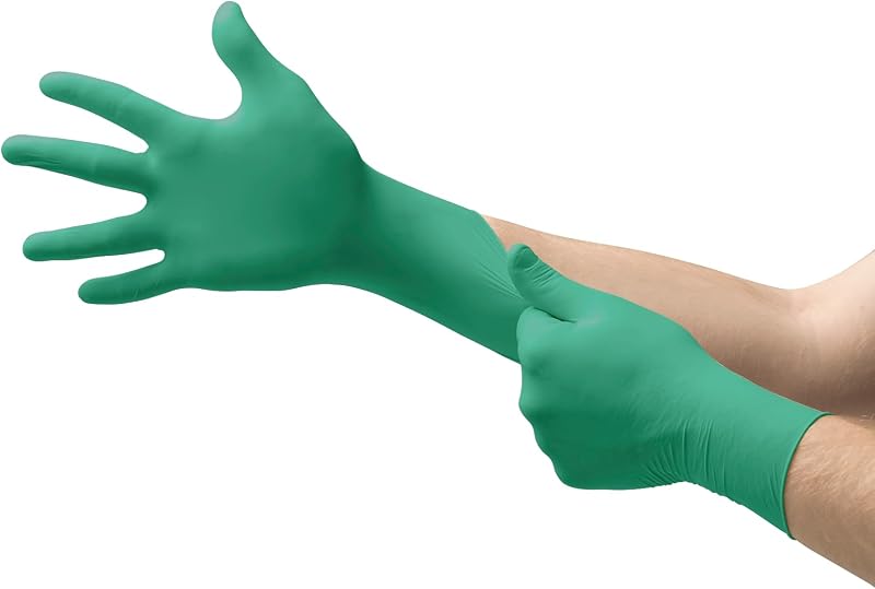 Ansell TouchNTuff 92-600 Nitrile Gloves Medium 100 Pcs Green Food Grade