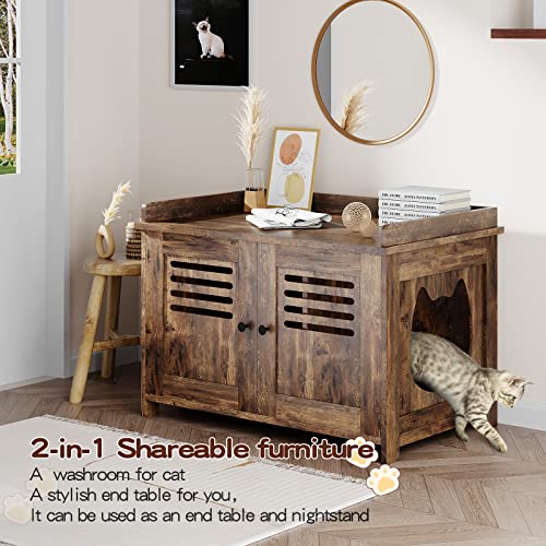 Logianis Litter Box Enclosure Cat Litter Box Furniture Hidden with