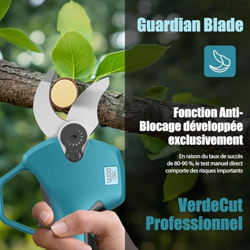 2 in 1 Electric Secateur with Pole, 40 mm Cordless Telescopic Electric Pruner with 2 x 3000 mAh Battery, Extension Up to 4.5 m, for Pruning Trees and Shrubs